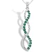 10k White Gold Emerald and Diamond Twist Pendant
