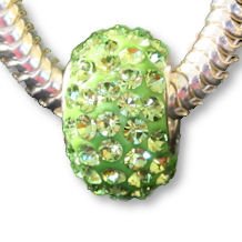 Green Authentic Swarovski Bead Charm, Sterling Silver Core, Fits Pandora Style Bracelet