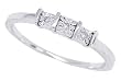0.02ct Princess Cut Diamond Engagement Anniversary Three Stone Ring in 10Kt White Gold