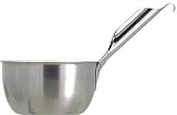 Paderno World Cuisine stainless steel scooping bowl with slanted handle, 1 1/4 quarts