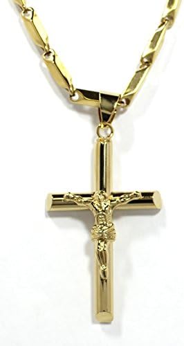 Stainless Steel Jesus Cross Pendant Necklace with 30" Stainless Steel Chain