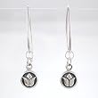 Raised Lotus Flower Dangle Earrings in Sterling Silver, #8369
