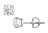 14K White Gold : Round Diamond Stud Earrings 1.25 CT. TW.