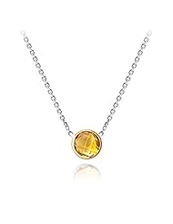Willow Bimetal Milestone 8mm Citrine with 14k Yellow Gold Bezel and Sterling Silver Chain Necklace