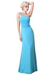 Lace Beaded Chiffon One Shoulder Evening Dress/Bridesmaid Dress 