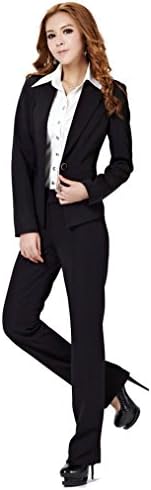 TLL Womens Slim Jacket Long-Sleeve One-button Business Suit OL Blazer and Pant Set (M)
