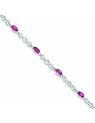 Genuine .925 Sterling Silver Pink Tourmaline And Diamond Bracelet 4.3 Grams . 100% Satisfaction Guaranteed.