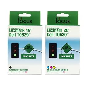 2-Pack (Black & Color) T0529 Black / T0530 Color Factory Remanufactured Inkjet Cartridge For Dell A920 and Dell 720 Printers