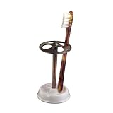 IMAGE OF York Toothbrush Stand - White Ceramic and Bronze by InterDesign