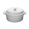 Le Creuset Stoneware 2-Quart Covered Round Casserole, White
