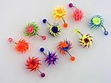 pack of 10 soft silicone belly bars 10 different colours