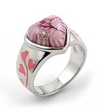 Pink Color Millefiori Heart Ring