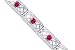 Victorian Style Princess Cut Created Ruby Gemstone Bracelet in Sterling Silver