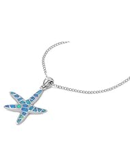 Sterling Silver Blue Opal Starfish Pendant Necklace