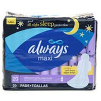 Always maxi pads extra heavy flow overnight protection with flexi wings - 20 pads/pack, 6 pack