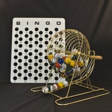 Bingo Game Set with Large Brass Cage