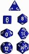 Polyhedral 7-Die Opaque Dice Set - Blue with White