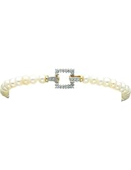 14K Gold 6.5mm White Cultured Round Pearl Necklace 17"