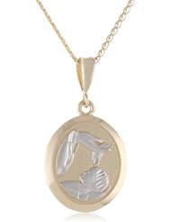 14k Two-Tone Gold Baptism Medal Charm Pendant Necklace