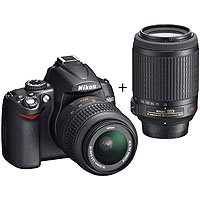 Nikon D5000 12.3MP DX Digital SLR Camera with 18-55mm f/3.5-5.6G VR and 55-200mm f/4-5.6G VR Lenses and 2.7 inch Vari-angle LCD