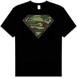 Superman Camo Logo Adult Superhero BLACK T-shirt Tee Shirt