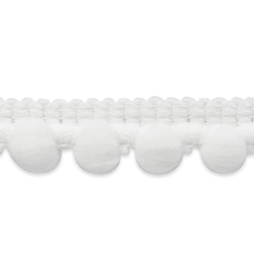 Expo International 3/8-Inch Baby Pom Fringe Trim Embellishment, 20-Yard, White