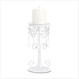 20 White Elegant Bead Wrought Iron Pillar Candle Holders