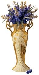 19th Century French Antique Replica Art Nouveau Faux Ivory and Gold Leaf Vase (Xoticbrands)