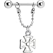 Stainless Steel Iron Cross Nipple Ring