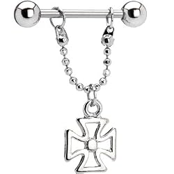 Stainless Steel Iron Cross Nipple Ring