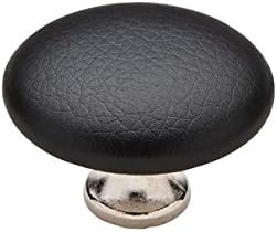 Knobware K3389-N/60/STK/BLK 1-1/2-Inch Black Sta Kleen Faux Leather Covered Nickel Knob
