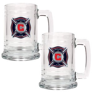 Chicago Fire MLS 2pc 15oz Glass Tankard Set - Prim