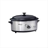 Nesco 4816-25PRG Professional 6-Quart Stainless Steel Roaster Oven with Glass Cover, Porcelain Cookwell