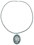 14k Yellow Gold Emerald Roundel Strand Necklace with Green Agate Cameo, 16"