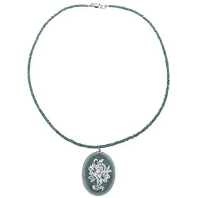 Buy 14k Yellow Gold Emerald Roundel Strand Necklace w  Green Agate Cameo, 16 by Amazon.com Collection