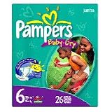 Pampers Baby Dry Diapers Sesame Street, Size 6 - 35+ lb(16+ kg), Jumbo Pack 42009 - 26 diapers / pack, 4packs