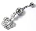 Sexy Royal Ice Crystal Crown Charm Belly/Navel Ring Silver Tone
