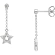 14K White Gold Diamond Star Earrings - 0.25 Ct.
