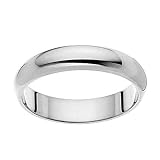 14k White Gold Half Round Women's Wedding Band, 4mm.