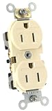 Leviton 5321-I 15A, 125V, With Ears Duplex Receptacle, Residential Grade, Tamper Resistant, Ivory