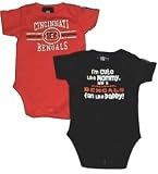 NFL Team Newborn Baby Gerber Two Pack Short Sleeve Bodysuit Creepers (3-6 Months, Cincinnati Bengals)
