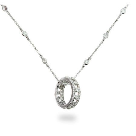 Eve's Addiction Diamond CZ Eternity Ring with CZs by the Yard Necklace