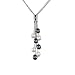 Black & White Cultured Pearl 4-Strand Silver Chain Lariat w. Bar Crystal Slider