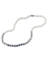 14k White Gold Freshwater Multi-colored Pearl Necklace (6-7mm), 18"