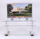 Glass and Aluminum 42 inch and Below Plasma TV Stand Clear Tempered Glass with Casters (Glass and Aluminum) (23H x 44W x 16D)