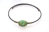 Choker Necklace - Variegated Turquoise & Brass