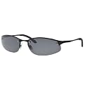 Mens' Merona&reg; Polarized Wrap Metal Semi Rimless Sunglasses - Black