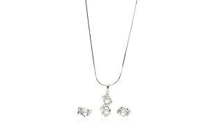 Laura Bruni Conjunto de cadena y pendientes  Cristal 45 cm