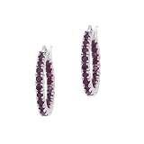 Sterling Silver Inside Out Genuine Ruby Hoop Earrings