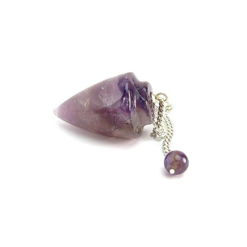 Amethyst Gemstone Pendulum, Metaphysical Dowsing Tool, with Usage Card and Pouch